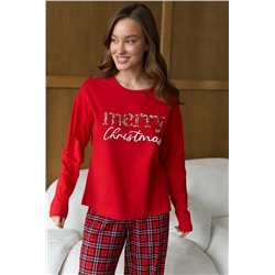 Пижама с брюками хлопковая TOMI (Красный)