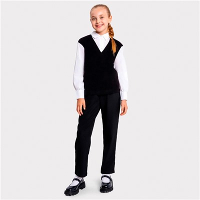 Джемпер для девочки школьный, цвет чёрный, рост 122 см