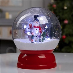 Светодиодная фигура «Шар со снеговиком» 21.5×26.5×21.5 см, пластик, батарейки ААх3 (не в комплекте), USB, свечение белое