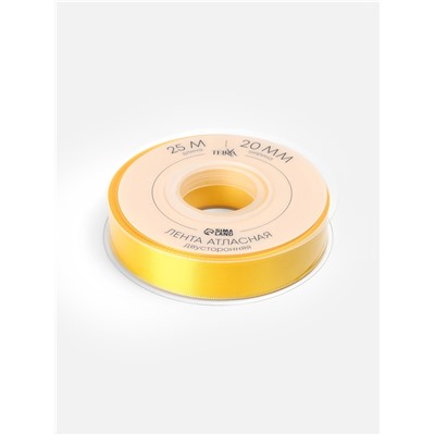 Лента атласная TEIRA, двухсторонняя, 20 мм, 25±1 м, жёлтая №0645