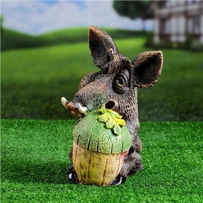 Садовая фигура из полистоуна «Кабан с жёлудем», 22×15×28 см