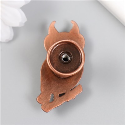 Ручка для шкатулки металл «Филин на ветке», медь, 5.2×2.2 см