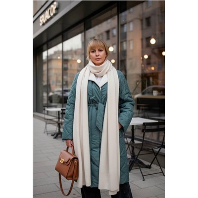 Зимняя куртка пальто с меховым воротником арт.2815 (Бирюзовый)