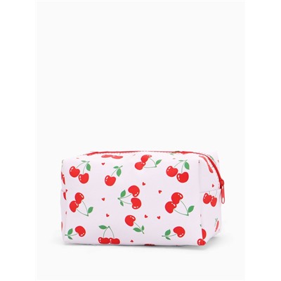 Косметичка женская «Вишенки», на молнии, с рисунком, белая