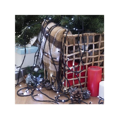 Гирлянда «Нить» 20 м, IP20, тёмная нить, 200 LED, свечение белое, 8 режимов, 220 В