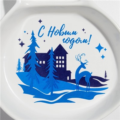 Менажница новогодняя «С Новым годом!», 2 ячейки, 14×20×3 см