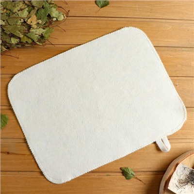 Коврик - сидушка для бани и сауны, 44×34 см, 70% полиэфир, 30% шерсть, белый, «Добропаровъ»