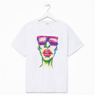 Футболка женская MINAKU Girl, белая, размер 46