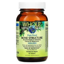 Natural Factors, Whole Earth & Sea, Bone Structure Multivitamin & Mineral, Calcium & Magnesium, 60 Tablets