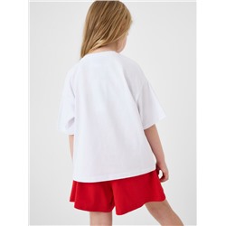 Комплект трикотажный для девочек: фуфайка (футболка), шорты