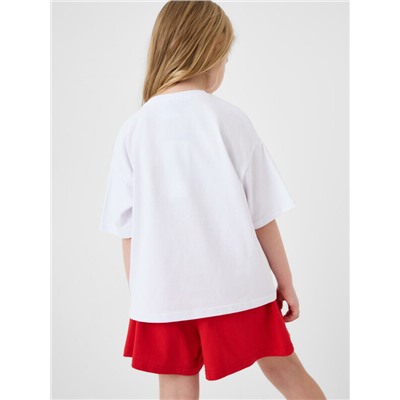 Комплект трикотажный для девочек: фуфайка (футболка), шорты