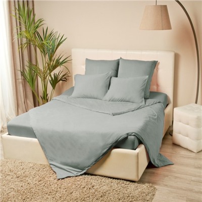 Простыня на резинке 1.5-спальная KUPU-KUPU, 160×200+20 см, серая, трикотаж