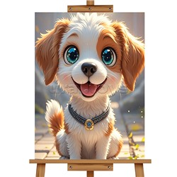 Мозаика алмазная "Довольный пёсик" 20*30см.