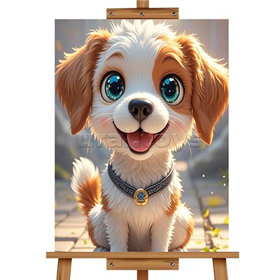 Мозаика алмазная "Довольный пёсик" 20*30см.