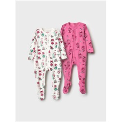Комбинезон детский трикотажный для девочек, 2 шт в комплекте