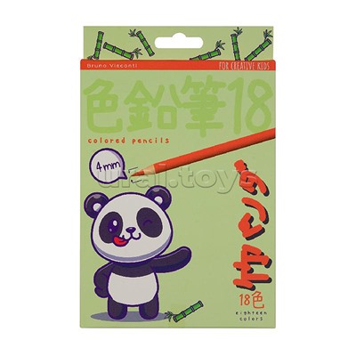 Карандаши цветные пластиковые 4,0 Мм "Kawaii Animals", 18 цветов, 4 вида