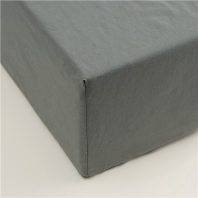 Простыня на резинке евро SL Home Cotton, 200×200+30 см, тёмно-зелёная, жатый хлопок