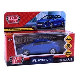 Машина металл Hyundai Solaris, 12 см, (двери, багажн, синий)инерц, в коробке