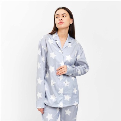 Пижама женская (рубашка, брюки) KAFTAN «Звезды», размер 52-54, серая