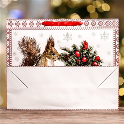 Пакет подарочный ламинированный горизонтальный «Белочка!», 49×40×19 см