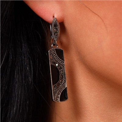 Кольцо 18 р ювелирная бижутерия с камнями, покрытие: посеребрение, вставка: фианиты и черная эмаль, арт.213.840-18