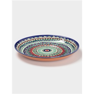 Ляган круглый «Риштан», 36 см, сине-красный орнамент