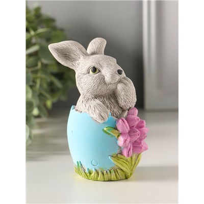 Фигурка гипс «Заяц пасхальный с букетом», 11×6 см, цветной