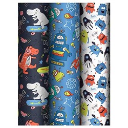 Бумага упаковочная  70х100 см "Monsters" 80 г/м2 ассорти 3 дизайна MS_62807 MESHU