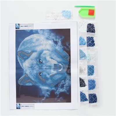 Алмазная мозаика с частичным заполнением на холсте «Магия волка», 30×40 см