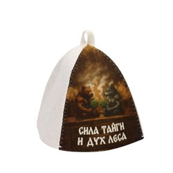 Шапка для бани и сауны «Сила тайги и дух леса», полиэфир, шерсть
