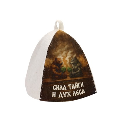 Шапка для бани и сауны «Сила тайги и дух леса», полиэфир, шерсть