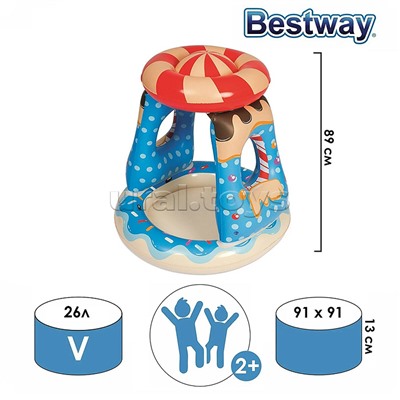 Детский бассейн с навесом "Конфетка" 91х91х89см, 26 л, 52270 Bestway