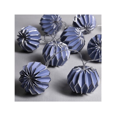 Гирлянда «Нить» 2 м с насадками «Синий фонарик», IP20, прозрачная нить, 10 LED, батарейки AAx2 (нет в комплекте), свечение тёплое белое