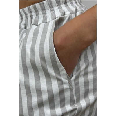 Шорты женские домашние в полоску серые (Серый)