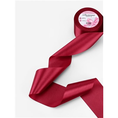 Лента атласная, 75 мм, 23±1 м, бордовая №37