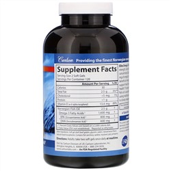Carlson Labs, Elite Omega-3 Gems, отборные омега-3 кислоты, натуральный лимонный вкус, 1600 мг, 240 мягких таблеток
