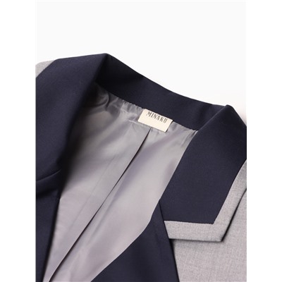 Пиджак женский с контрастным воротником MINAKU: Casual Collection, серый, размер 42