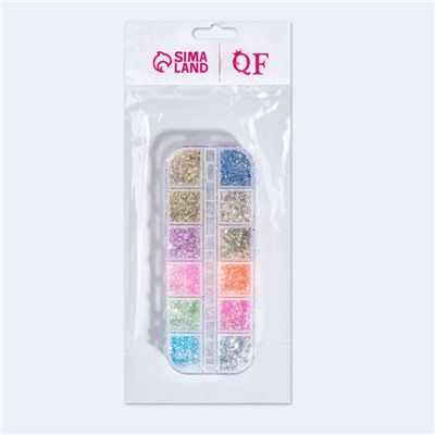 Блёстки для декора, 12 ячеек, мелкие, разноцветные