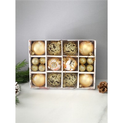 Новогоднее украшение Шары 18 штук 24х6 см / WF-207 /уп 80/золото