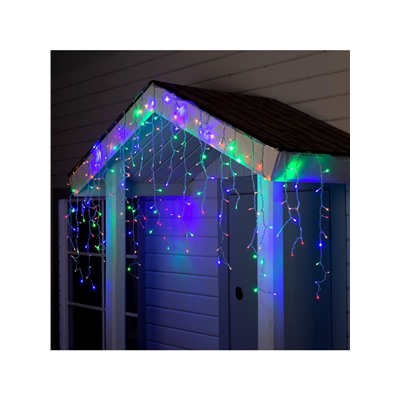 Гирлянда «Бахрома» 3×0.9 м, IP44, УМС, прозрачная нить, 232 LED, свечение мульти, 220 В