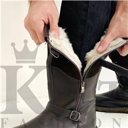 Монголки высокие коричневые замок, войлочная подошва