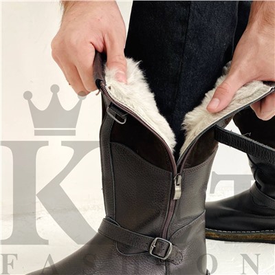 Монголки высокие коричневые замок, войлочная подошва