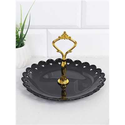 Ваза для фруктов 1-н ярус 18/ Круг черная / D-1260 /уп 80/ Пластик