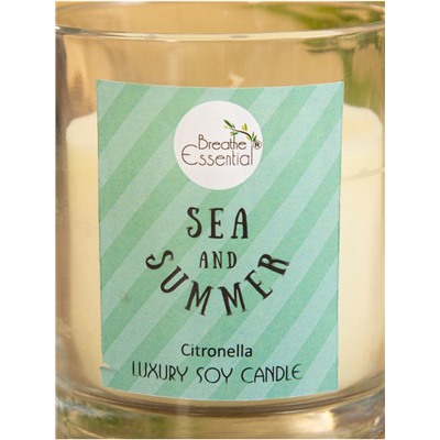 Свеча с кристаллом внутри Sea and Summer Citronella, 120 г, соевый воск, цитронелла