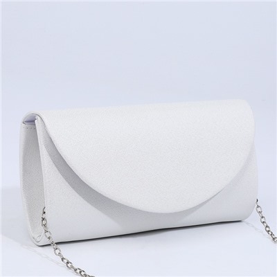 Сумка-клатч на магните, длинная цепь, цвет белый