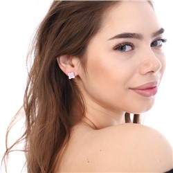 Серьги "Керамика" клевер ,покрытие: посеребрение, цвет камня: белый, цвет: розовый,  91269, арт. 847.654