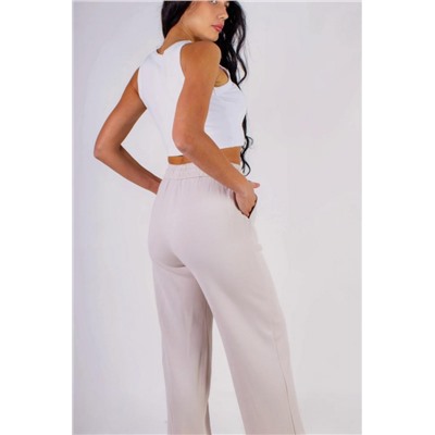 Трикотажные брюки со стрелкой, на резинке (Бежевый)