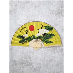 Веер 50 см бамбуковая основа зеленый с Птицами / 622-11 /уп 50/200/742903