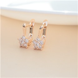 Серьги цветы ювелирная бижутерия коллекция "Дубай", покрытие позолота, вставка: фианиты, цвет: прозрачный, Уценка, арт.08.4043 (213.589)