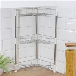 Этажерка настольная угловая 3-х секционная, 38.5×27.5×54.5 см, хром